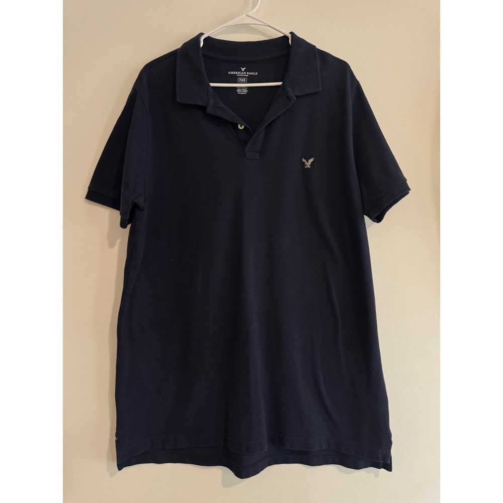 American Eagle Flex Polo Shirt Mens XL Navy Blue Classic Fit Short Sleeve Logo